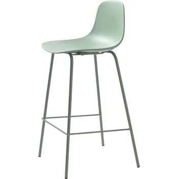 Barová židle Barová židle Whitby zelená moderní s opěrkou do kuchyně a k ostrůvku, kovová 67 cm