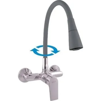 Vodovodní baterie Dřezová baterie RAV SLEZÁK Colorado se silikonovým ramínkem 150 mm šedá/chrom CO102.5/13S