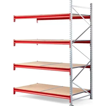 Dílenský regál Skladový regál TOUGH, přídavný, 2500x1800x1000 mm, 4 dřevěné police