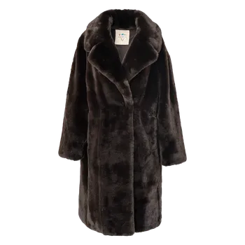 Dámský kabát Dámský Kabát GUESS VANNA MAXI FAUX FUR COAT W5BL95WJ110-G1H3 – Hnědá S