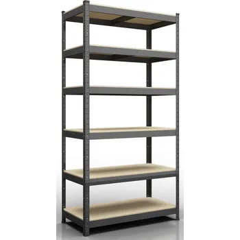 Dílenský regál Kovový regál 280x120x60cm, lakovaný - černý, 6-policový, nosnost 1050kg