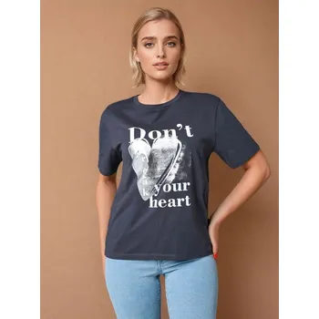 Sinsay - Tričko s krátkým rukávem - námořnická modrá - 259DF-95X - 259DF-95X-XXS