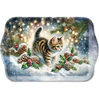 Melaminový tácek s kočičkou ve sněhu Cute cat - 13*21 cm