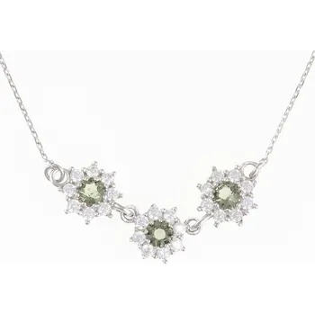 Šperk My Moldavite Stříbrný náhrdelník s vltavínem a zirkony 8071-3-14651