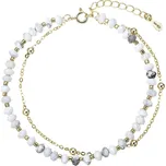 Pozlacený dvojitý náramek s bílými howlity 13115.1