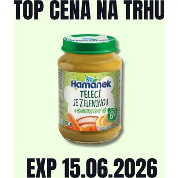 Čokoláda HAMÁNEK MV Telecí se zeleninou a bramborovým pyré sklo 190 g EXP 15.06.2026