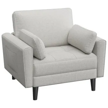 Křeslo Čalouněné křeslo 614586 griege se 2 polštáři a 2 bočními kapsami, šedé - B YAHEETECH