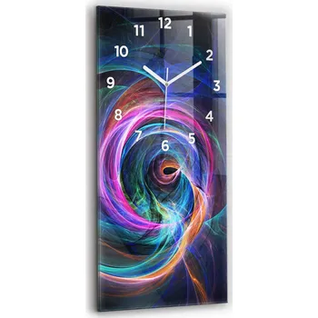 Hodiny Minimalistické skleněné nástěnné hodiny s grafikou Barevný Fraktál 30x60 cm