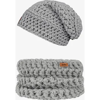 Čepice Doke Set háčkovaná čepice a nákrčník brie light