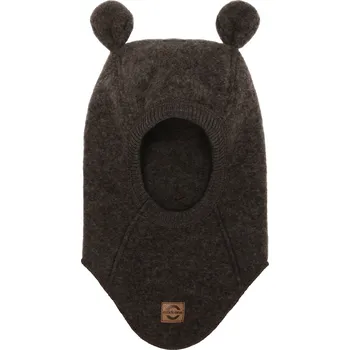 Kojenecká bunda MIKK-LINE Merino kukla s oušky - tmavě hnědá Dark Brown Melange - Velikost: 98-104 Hnědá 98-104