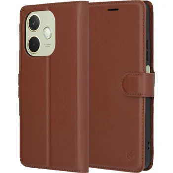 Pouzdro na mobilní telefon Pouzdro Techsuit Leather Folio pro Oppo A5 Pro 4G A5 Pro 5G hnědé