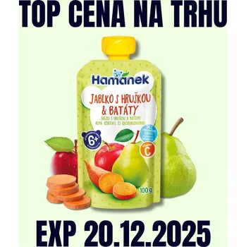 Cukrovinka HAMÁNEK KV kapsička Jablko s hruškou a batáty 100 g PRODLOUŽENÁ EXP 20.12.2025