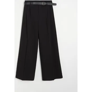 Dámské kalhoty Sinsay - Kalhoty široké nohavice s páskem - černá - 888GZ-99X - 888GZ-99X-XL