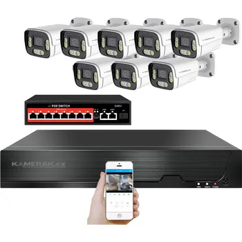 Mikrofon IP 8 kamerový set s externím PoE XM-806B-Ext. 4MPx, mikrofon, CZ menu