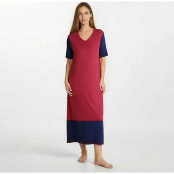 Dámská noční košile TREAT WEAR DÁMSKÁ NOČNÍ KOŠILE - FRESH DLOUHÁ: Bordo+Indigo XXL