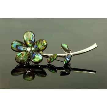 Brož Brož z perleti paua ve tvaru květiny, cca 60 x 25 mm (BP75K)