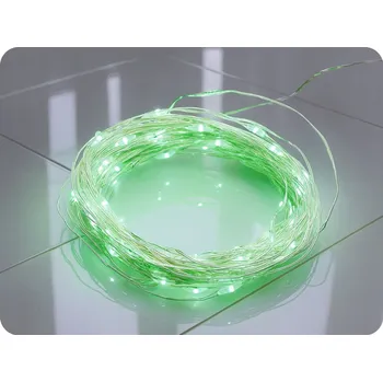 Vánoční dekorace LED dekorační řetěz 10m, 100LED, zelená, 8 funkcí, s adaptérem, stříbrná měď [X01100512]