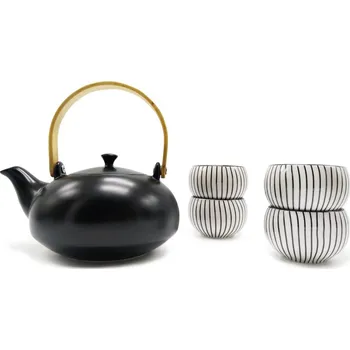 Čajová souprava Oxalis Japandi 21450818 1 l černá/bílá