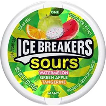 Bonbon Ice Breakers kyselé bonbonky bez cukru s příchutí melounu, jablka a mandarinky 42 g