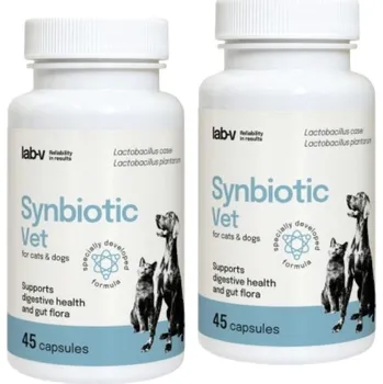 LAB-V Synbiotic Vet - podpora zdraví trávicího traktu a střevní mikroflóry pro psy a kočky 2x45 kapslí