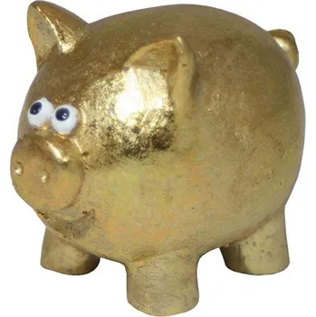 Vánoční dekorace Goba Prasátko zlaté 7x6,5cm