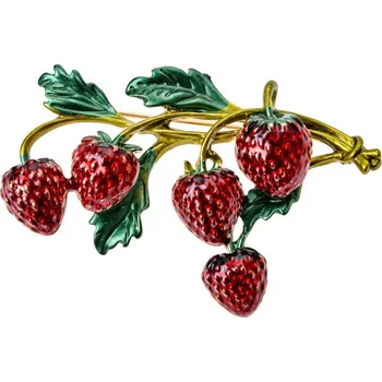 Brož Barevná kovová brož s jahůdkami