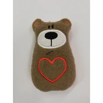 plyšák Plyšový medvídek hnědý srdíčko s červeným okrajem - 9cm