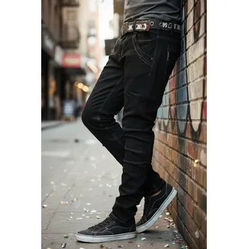 Pánské kalhoty Made in China Pánské elastické rifle DTG Green