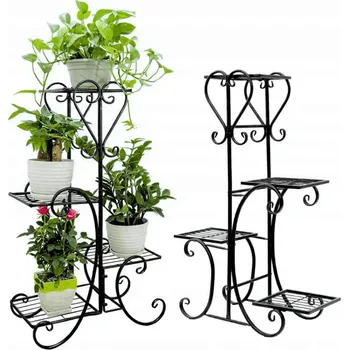 Stojan na květiny GreenStand kovový stojan na rostliny 79 cm, 4 úrovně, s ozdobným kováním