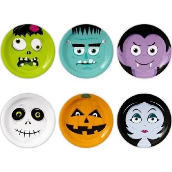 Talíř Papírový talíř haloween monster 18cm 6ks - Party Pal