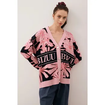 Dámský svetr Bavlněný kardigan Bizuu HYLES HYLES.CZARNY růžová 30A, vel. ONE SIZE
