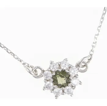Šperk My Moldavite Stříbrný náhrdelník s vltavínem a zirkony 8071-1-14549