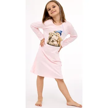 Dívčí oblečení Cornette noční košilka 549/196 Bears 2 - růžová, 86-92 (Dívčí noční košile s dlouhým rukávem)