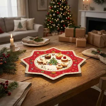 Vánoční talíř hvězda se stromečkem EASY LIFE 32 cm