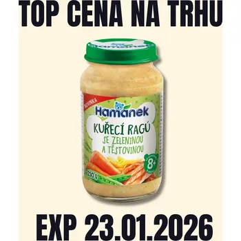 Cukrovinka HAMÁNEK MV Kuřecí ragú se zeleninou a těstovinou sklo 230 g PRODLOUŽENÁ EXP 23.01.2026