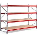 Skladový regál TOUGH, 2000x2800x1000 mm, 4 dřevěné police