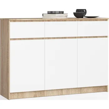Komoda KOMODA K140 3D 3SZ CLP PK SONOMA / BÍLÁ