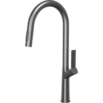 Vodovodní baterie Gamma Awra, kuchyňská baterie s vytahovací výlevkou a dvoufunkční sprchou, grafitová, GMA-BAA-GM