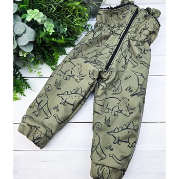 Dívčí kalhoty Kulišárny Zimní funkční SOFTSHELL kalhoty s laclem DINOSAUR VELIKOST: 86-92