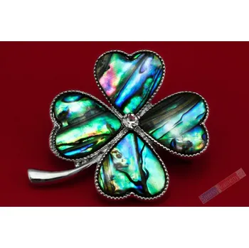 Brož Brož z perleti paua ve tvaru čtyřlístku, cca 44 x 38 mm (BP1028C)