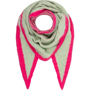 Šátek Zimní trojúhelníkový šátek zeleno-růžový 7200823-3