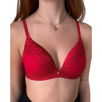 Podprsenka Dámská bezkosticová podprsenka Leilieve Cin Cin M9002B červená 85C