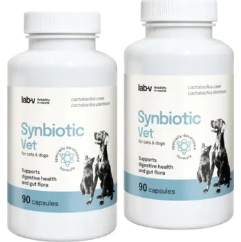 LAB-V Synbiotic Vet - Podpora zdraví trávicího traktu a střevní mikroflóry pro psy a kočky 2x90 kapslí