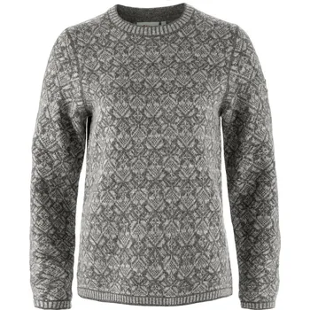 Dámská mikina Dámský vlněný svetr FJÄLLRÄVEN Snow Round Neck Sweater W Grey - XXS