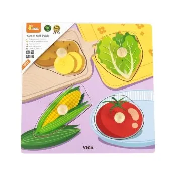 Dřevěná hračka VIGA Dřevěné Puzzle s Kolíčky - Zelenina