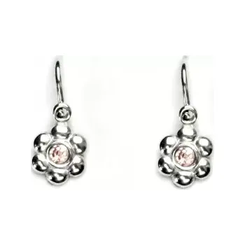 Náušnice Stříbrné dětské náušnice kytičky, pink zirkon - VE 213 (Stříbrné dětské náušnice kytička)