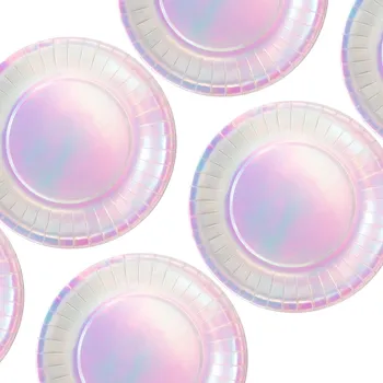 Talíř PAPÍROVÉ TALÍŘKY PERLEŤOVÉ HOLO 27cm 6 KUSŮ