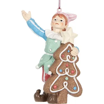 Vánoce Závěsná vánoční dekorace Elf se stromkem - 8*4*11 cm
