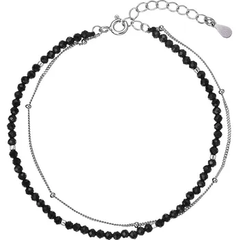 Náramek Stříbrný dvojitý náramek s černými spinely 13114.3