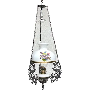 Petrolejová lampa Závěsná petrolejová lampa-Ptáček - Opál - obtisk | 81004